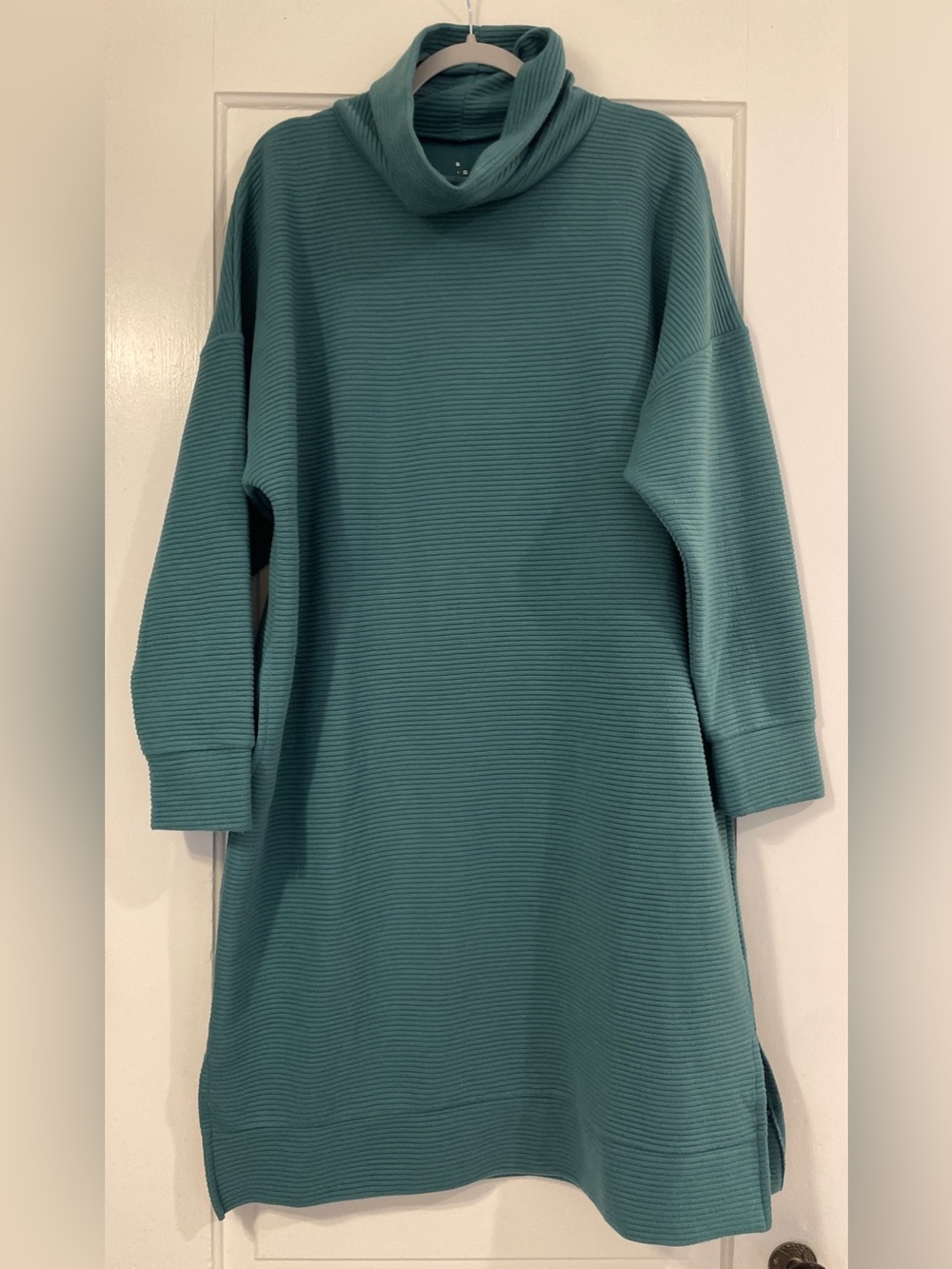a new day Teal Ribbed Cowl Neck Sweater Dress